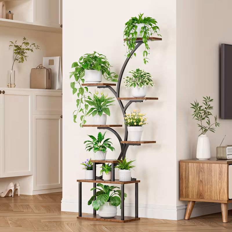 8-tier S-shaped plant stand with grow lights, image 3
