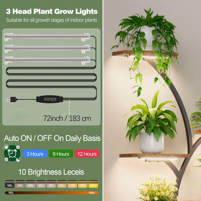 8-tier S-shaped plant stand with grow lights, image 5